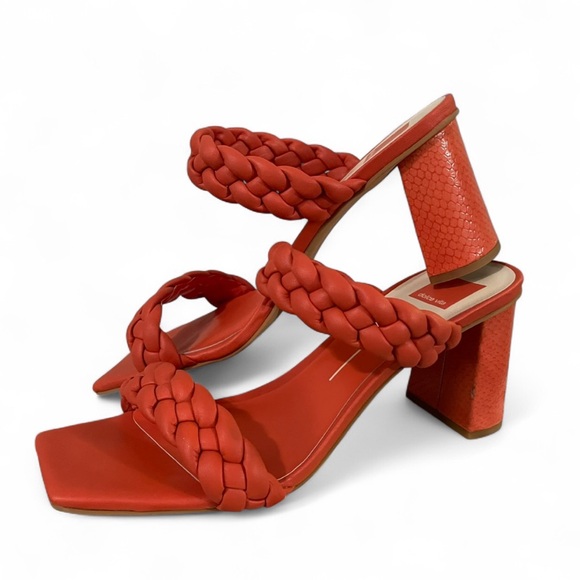 Dolce Vita Shoes - Dolce Vita Paily Persimmon Stella Braided Leather Block Heel Sandals 11